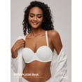 thumbnail image 6 of Deyllo Women's Strapless Bra Padded Cup Push Up Plus Size Full Coverage Underwire Support Invisible Bra,White 34DDD, 6 of 7