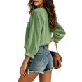thumbnail image 6 of VBVC Women's Cotton Linen V Neck Blouse , Ladies' Boho Ruffle Long Sleeve Tunic Top , Casual Summer Vacation Shirts For Women, S-2XL, 6 of 7