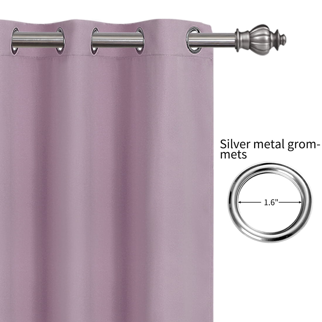 Unique Bargains Blockout Window Darkening Gorgeous Grommet Curtain Panels Set of 2 Lilac 52" x 95"