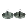 thumbnail image 1 of Lot de 2 Plateaux de Service Ronds à un Étage en Métal Galvanisé Rustique de 12,5 Pouces de Diamètre avec Poignées, 1 of 4