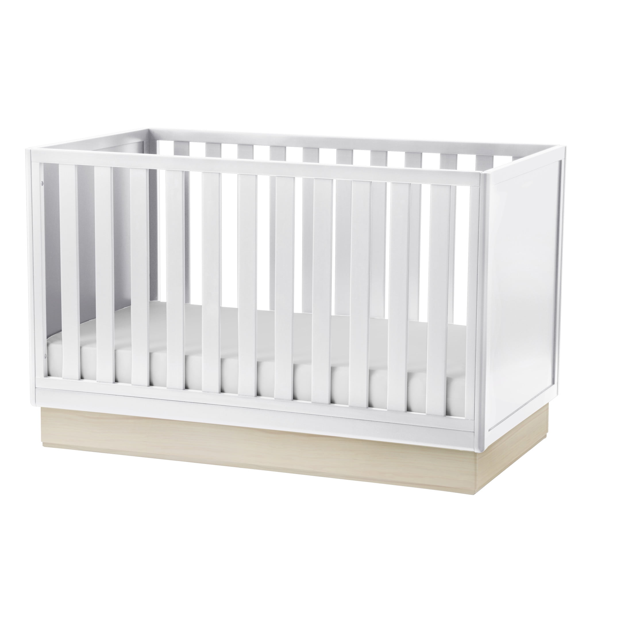 Little Seeds Dawn 4-in-1 Convertible Crib, White & Whitewash Natural