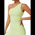 thumbnail image 2 of Camisetas Sin Mangas con un Solo Hombro para Mujer, Corte Entallado, Estilo Y2K Verde Amarillo XL, 2 of 10