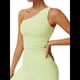 thumbnail image 2 of Camisetas Sin Mangas con un Solo Hombro para Mujer, Corte Entallado, Estilo Y2K Verde Amarillo M, 2 of 10