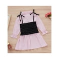 thumbnail image 4 of Seyurigaoka Solid Color Turn-Down Collar Long Sleeve Dress+Spaghetti Strap Vest, 4 of 9