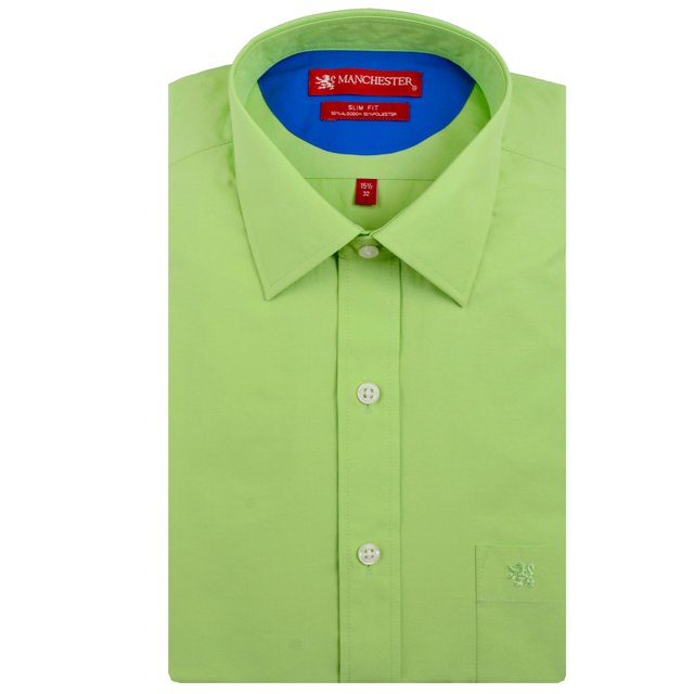 Manchester Camisa de Vestir Slim Fit Kiwi, 17" Cuello 33" Manga Manchester 59954A