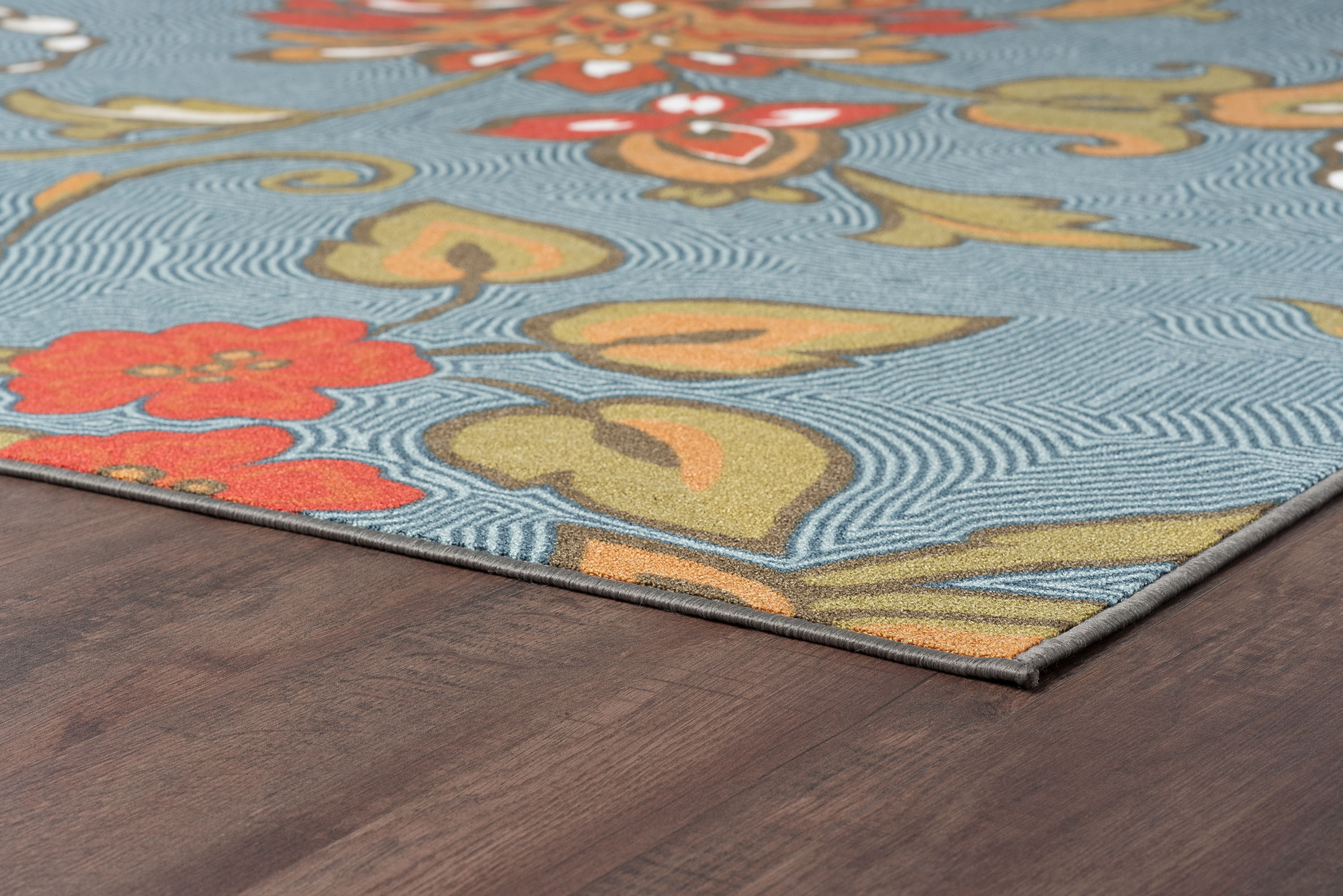Transitional 2x3 Area Rug (2' x 3') Floral Navy, Gold Indoor Scatter Easy to Clean