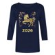 thumbnail image 5 of TaTaai Ladies 2026 New Year Festival Print 3/4 Sleeve Round Neck Blouse Casual Top Holiday Celebration Party Attire Gift, 5 of 5