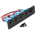 thumbnail image 2 of Rocker Switch Panel, 12-24V 5 Gang Round Dash Rocker Toggle Switch Panel Blue LED for RV Boat Yacht Marine 6.5 x 1.6 x 2.8in, 2 of 8