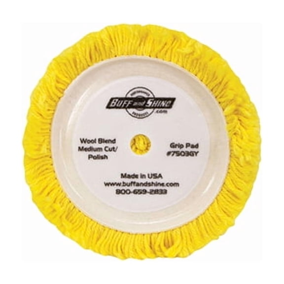 7.5" dia. X 1.5" 50% Wool / 50% Acrylic blend 4 ply twisted yarn grip pad "Polishing pad" 7503GY