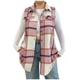 thumbnail image 1 of Chemise Sans Manches à Carreaux à la Mode pour Femmes avec Poches Veste Décontractée, 1 of 4