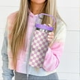 thumbnail image 5 of 30 oz Purple Checkered Flip Tumbler With Lid and Straw,Checkered CoffeeTravel Mug Cup Water Botter,Checkered Gifts for Women,Checkered Stuff Decor Accessories, 5 of 6
