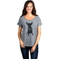 thumbnail image 2 of Thread Tank Chihuahua Dog Silhouette Women's Relaxed Slouchy Dolman T-Shirt Tee Heather Grey Small, 2 of 4