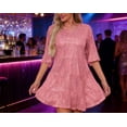 thumbnail image 2 of QUNYINEY Short Sleeve Women Dresses A-Line Sequin Mini Dresses Prom Party Crew Neck Loose Fit Dresses, 2 of 5
