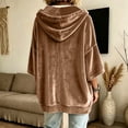 thumbnail image 4 of Textilo Womens Velvet Hoodies 3/4 Batwing Sleeve Drawstring Hoodie Hooded Solid Color Pullover Tops 2026 Fall Winter Fashion Lightweight Y2k Clothing,Khaki 2XL, 4 of 6