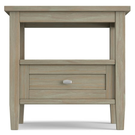 Simpli Home - Warm Shaker SOLID WOOD 20 inch Wide Rectangle Transitional End Side Table in Distressed Grey - Distressed Gray