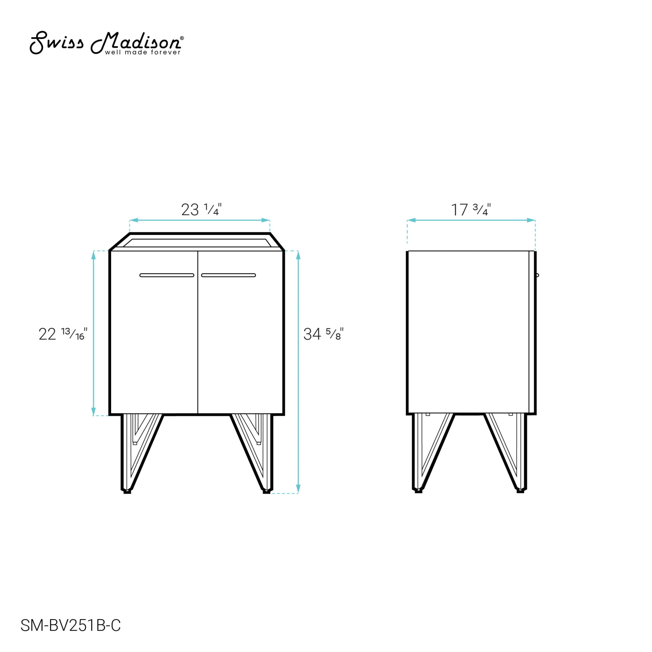 Annecy 24 Phantom Black Bathroom Vanity Cabinet Only (SM-BV251B)