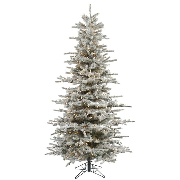 Vickerman 8.5' Flocked Sierra Fir Slim Artificial Christmas Tree, Clear Dura-Lit lights