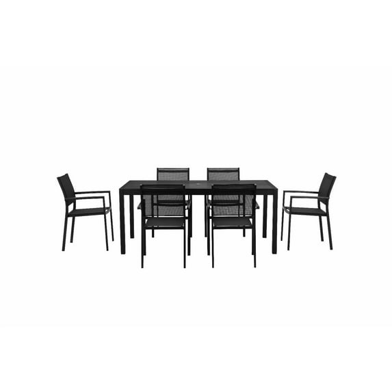 Pangea Home David 7 Piece Aluminum and Resin Outdoor Dining Set