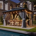 thumbnail image 2 of Sumnthink 10'x12' Hardtop Gazebo, Outdoor Steel Double Galvanized Roof Canopy, Aluminum Frame Permanent Pavilion Metal Gazebo with Netting and Curtains, for Patios, Gardens, Lawns, 2 of 10