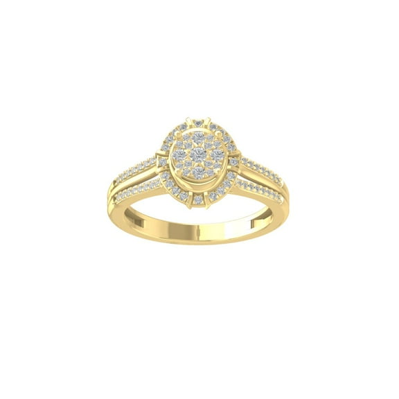Araiya Fine Jewelry 10K Yellow Gold Round-shape Lab Grown Diamond Cluster Engagement Ring ( 1/3 cttw, D-F Color, VS Clarity) Size 6