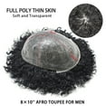 thumbnail image 2 of LYRICAL HAIR Toupee for Men All Poly Human Hair Replacement System African American Mens Toupee Hairpieces for Man Curly Hair Prosthesis for Man #1 JET BLACK 10MM CURLY WAVE, 2 of 7