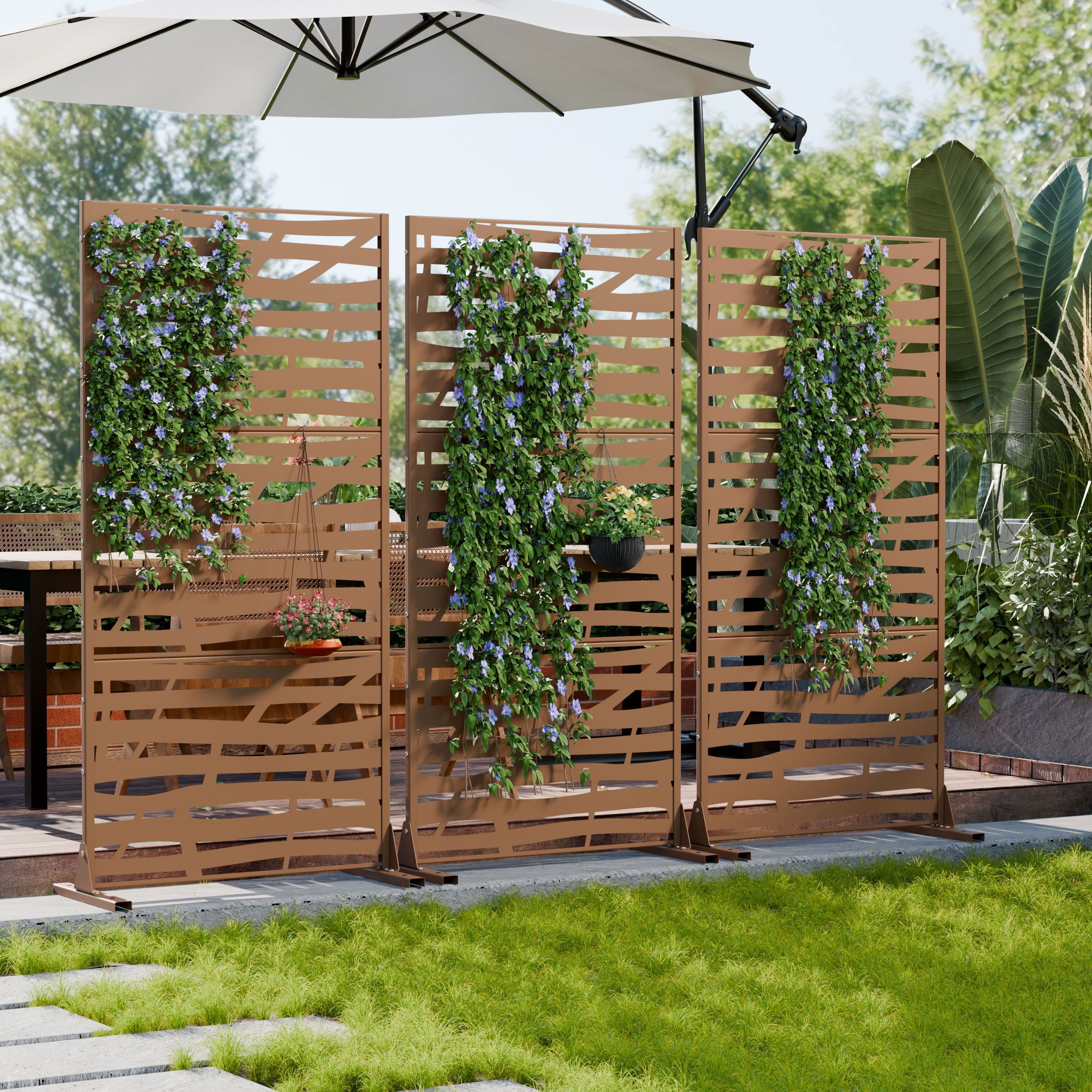 MAYEERTY 72*35in Outdoor Privacy Screen, Rust Resistant Metal Privacy Fence, Patio Deck Privacy Panel for Balcony, Garden