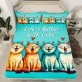thumbnail image 2 of Manfei Animal Cat Full Size Sheets 4-Piece for Boys Girls,Cartoon Animal Breathable Bed Sheets,Kawaii Pet Lightweight Sheet Sets,Breathable Home Decor, 2 of 7