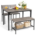 thumbnail image 6 of Giantex  Dining Table Set for 4, Kitchen Table with 1 Bench and 2 Chairs, Modern Functional Desk Set for Bedroom Study Room, Grey, 6 of 6