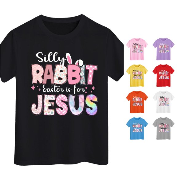 Toddler Girls Cute Short Sleeve T Shirts Easter Shirt Eggs Hunt Bunny T Shirt Size 3-4T ,Black