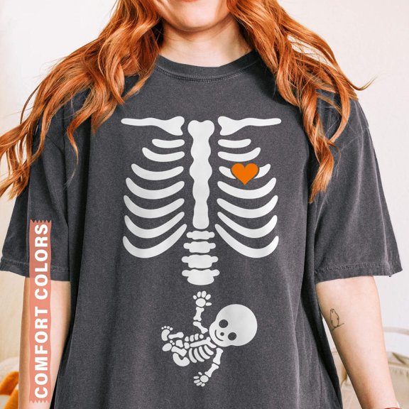 Skeleton Halloween Maternity Shirt Funny Pregnancy Announcement 2025 TShirt Spooky Pregnan