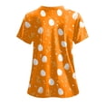 thumbnail image 3 of GEWSEY Easter Scrub Tops Women Cute Bunny Colorful Eggs Print Nursing Scrubs Plus Size V Neck Short Sleeve Nurse Uniform (Orange, M), 3 of 7