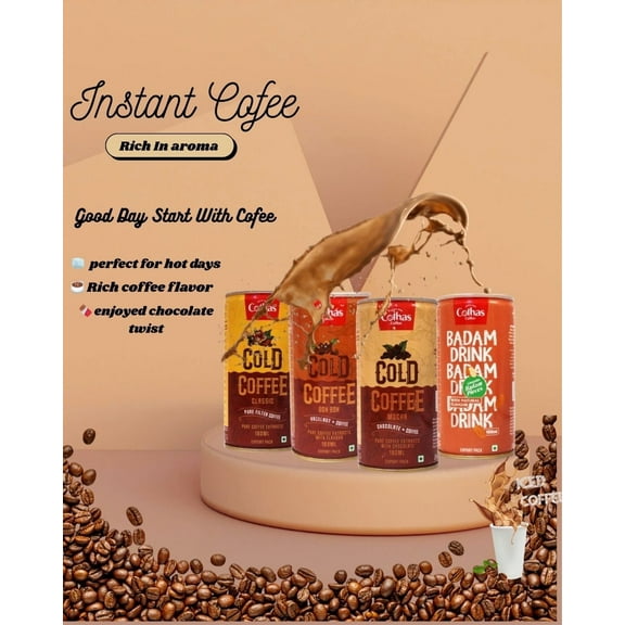 Cothas Ready To Drink Chilled Beverages Combo - Cold Coffee Classic, Bon Bon, Mocha & Badam Drink - Pack Of 11