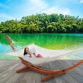 thumbnail image 7 of AVAWING 12FT Patio Single Hammock with Stand, Quilted Camping Hammock for Outdoor, Wood (White), 7 of 7