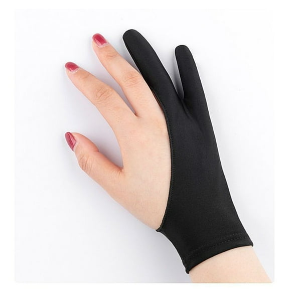 Digital Sketching Gloves Sweat Resistant Smudge Proof Two Finger Design for Artists Black