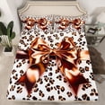 thumbnail image 2 of Feelyou Bling Fashion Bow-tie Twin Sheet Sets, Brown Cheetah Print Bedding, 3 Pieces, 2 of 7