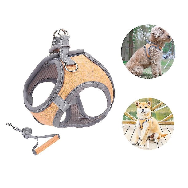 Arnés para perros pequeños, arnés para cachorros, arnés suave para perros y correa con cuello reflectante