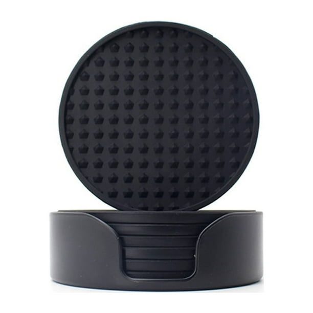 Bewildely Prácticos de costa durables de la bebida del silicón para cualquier ocasión y fáciles de limpiar posavasos de la bebida del Cocina y Comedor Negro