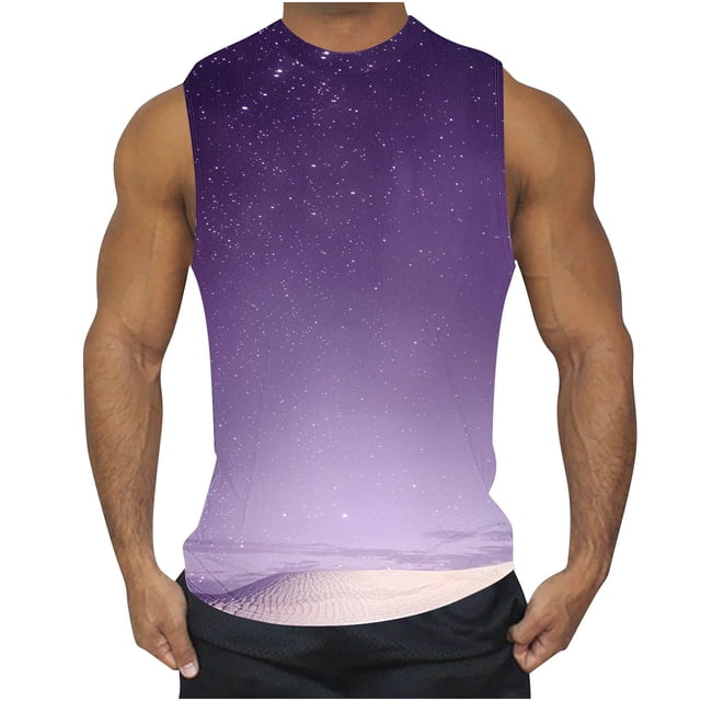 zfhfof Débardeurs Graphiques pour Hommes Motif Imprimé Sans Manches T-Shirts de Musculation Été Col Rond Chemise de Plage Décontractée