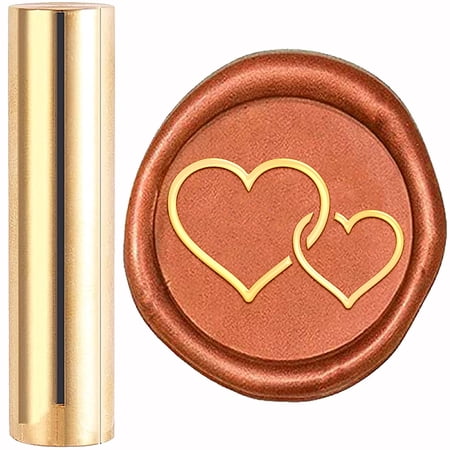 Column Brass Wax Seal Stamp for DIY Scrapbooking Envelope Card Decoration Golden Heart Pattern 12mm for DIY