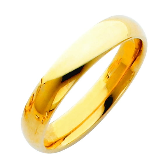 14k Yellow Gold 4mm Comfort-Fit Wedding Band Ring Size 5 Wedding Band for Women and Men - 2.9 Grams