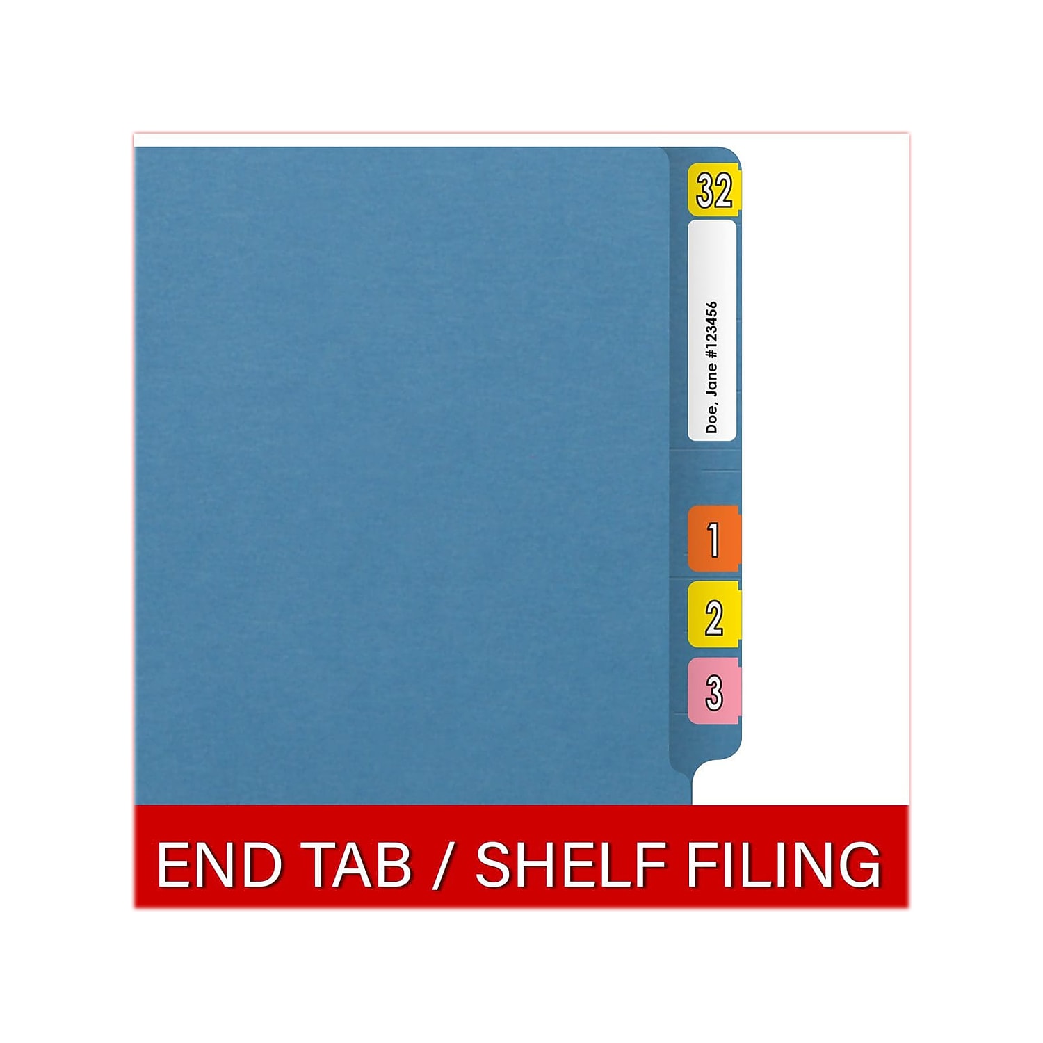 Medical Arts Press Reinforced End Tab File Folder Straight Cut Letter-Size Blue 50/Box (S-01602-BLU)