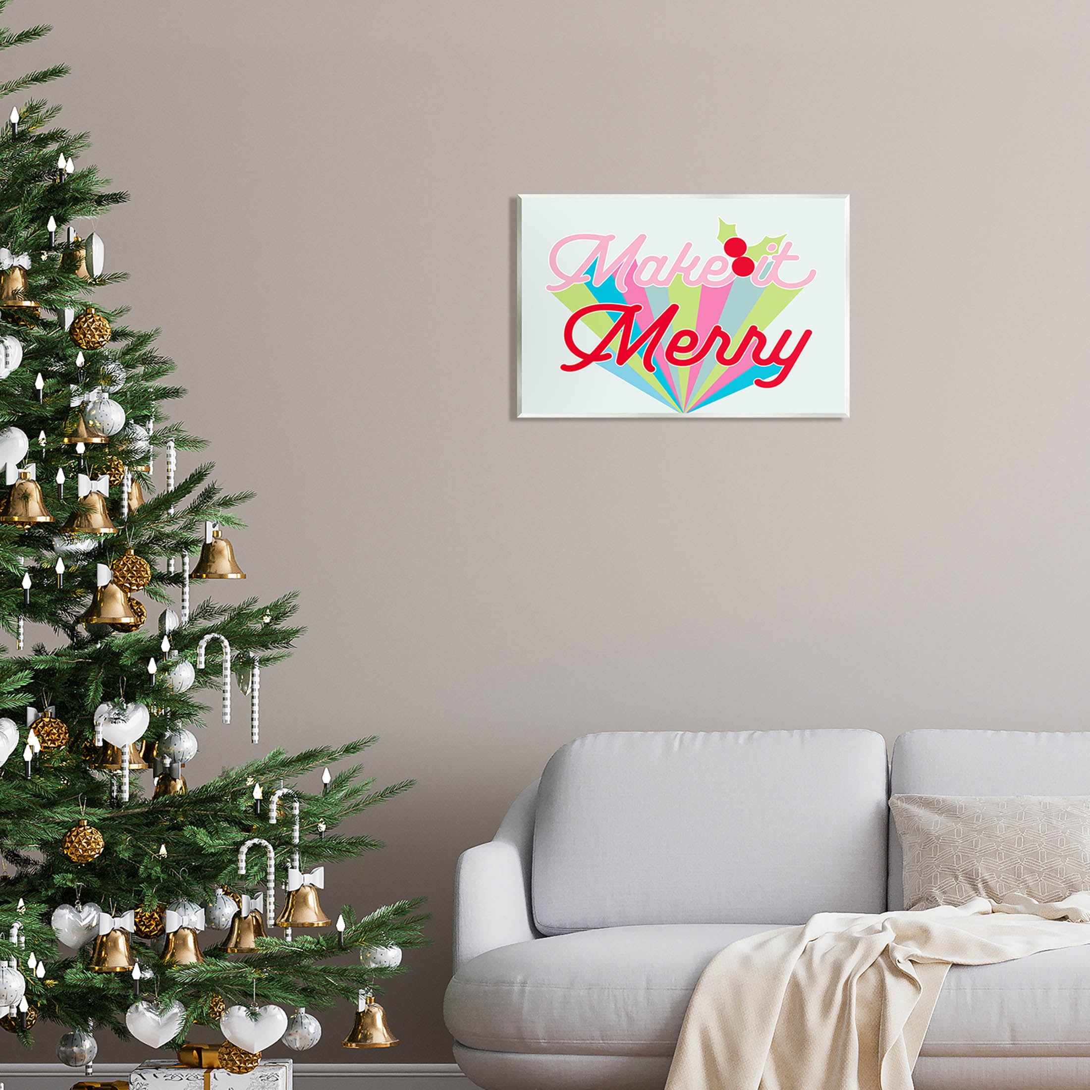 Make It Merry Bold Christmas Stripes Holiday Graphic Art Unframed Art Print Wall Art