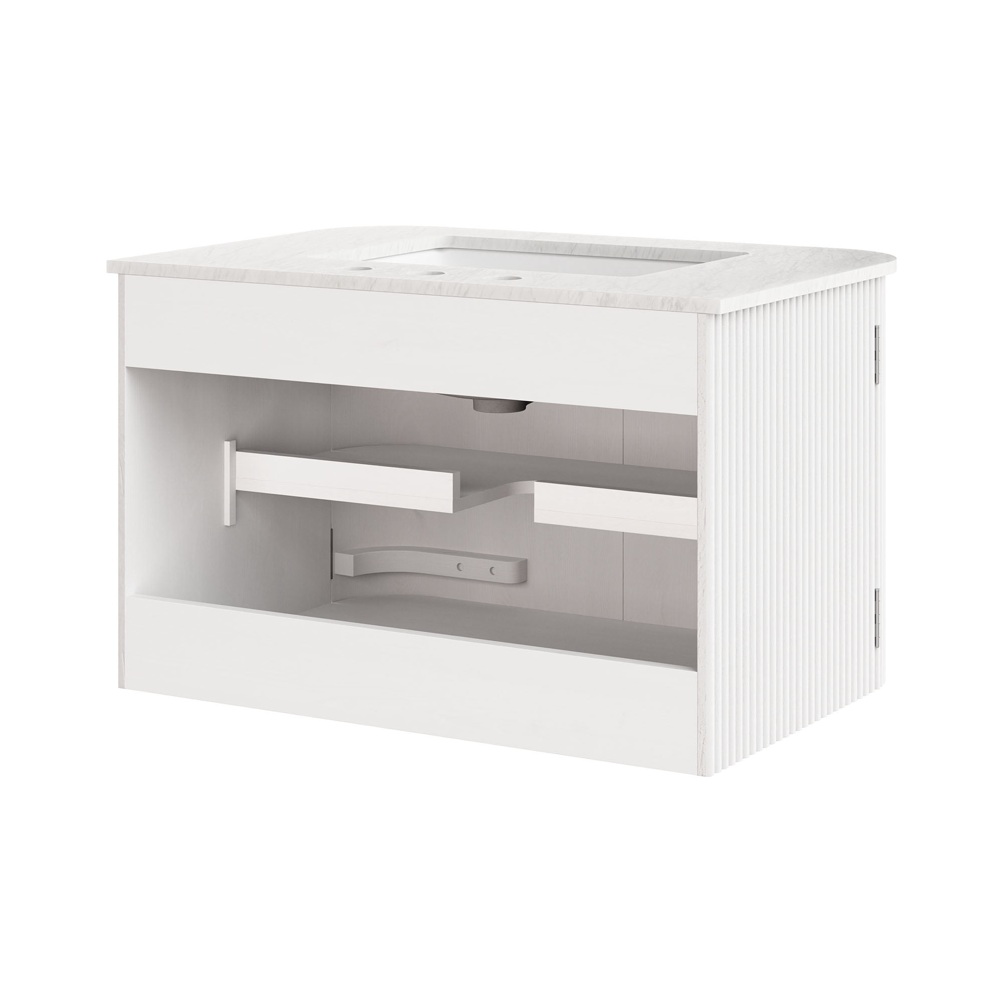 Zia 30" Wall-Mount Bathroom Vanity with Marble Sink in Ivory