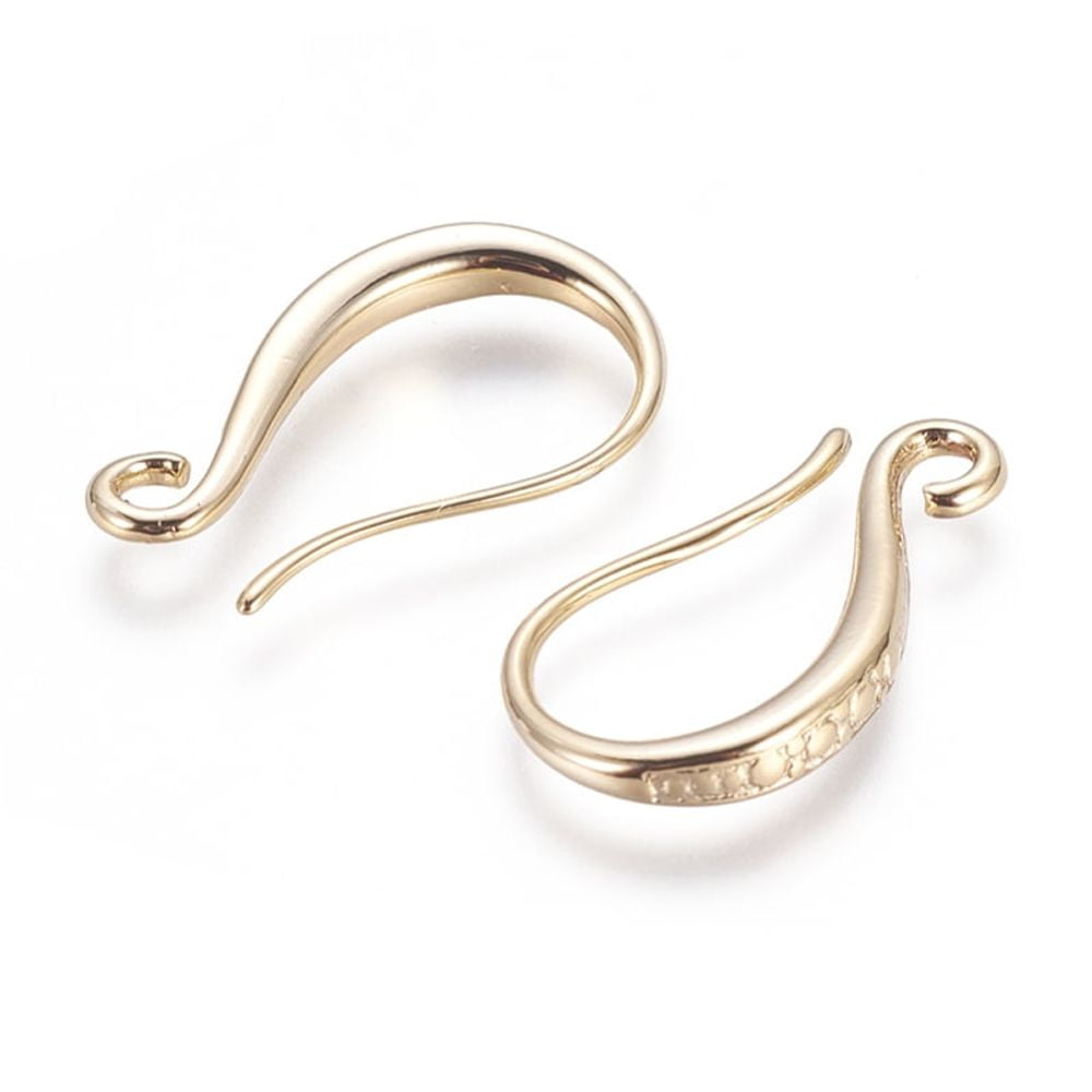 Brass Earring Hooks with Horizontal Loop Long-Lasting Plated Golden 19.5x11x2.5mm Hole: 2mm 18 Gauge Pin: 1mm diy