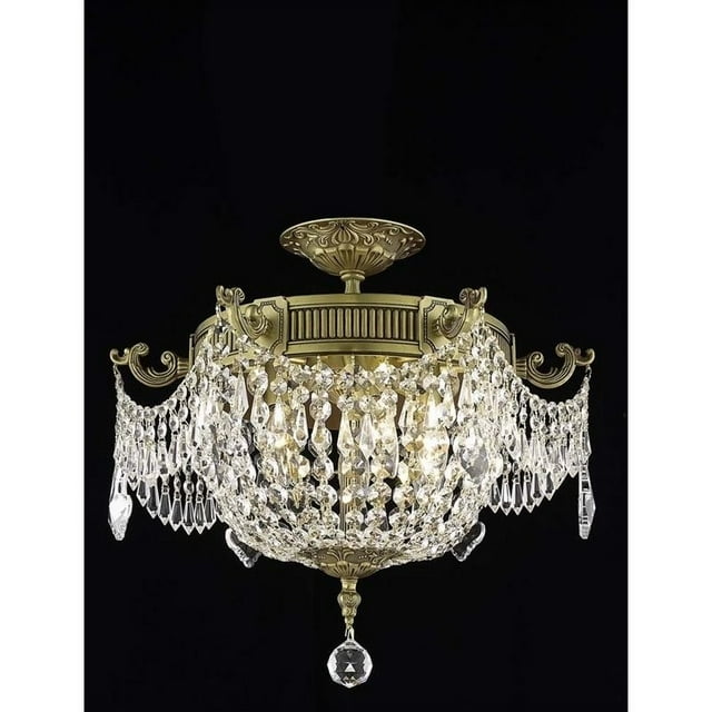 Elegant Lighting Esperanza 18" 3 Light Elegant Crystal Flush Mount