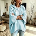 thumbnail image 5 of Lumtrix Women's Oversized 3/4 Sleeve Sweatshirt Loose Fit Drawstring Shirt Lightweight Casual Fall Outwear Sky Blue S, 5 of 5