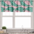 thumbnail image 3 of Ambesonne Tropical Valance & Curtain, Banana Leaves Brushes Art, 55"x45", Sea Green Pastel Pink, 3 of 7