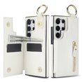 thumbnail image 5 of Cutyskin for Samsung Galaxy S21 Ultra Wallet Case【RFID Blocking】 with Card Holder Cash Pocket Zipper Bills Slot, Soft PU Leather Magnetic Back Folio Kickstand, Finger Ring Holder Hook Case, White, 5 of 9
