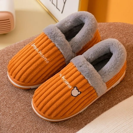 

PIKADINGNIS Couples Home Slippers Women Men New Fashion Warm Winter Furry Soft Short Plush Slipper Non Slip Bedroom Slides Indoor Shoes