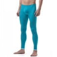 thumbnail image 4 of inhzoy Men's Ice Silk Underwear Compression Low Rise Slim Leggings Tight Pants Long Trousers Blue L, 4 of 5